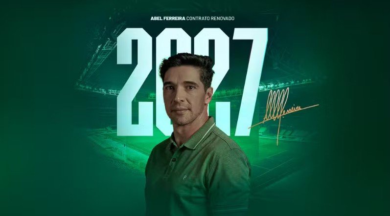 Abel Ferreira teve oficializada sua renovação com o Palmeiras até 2027